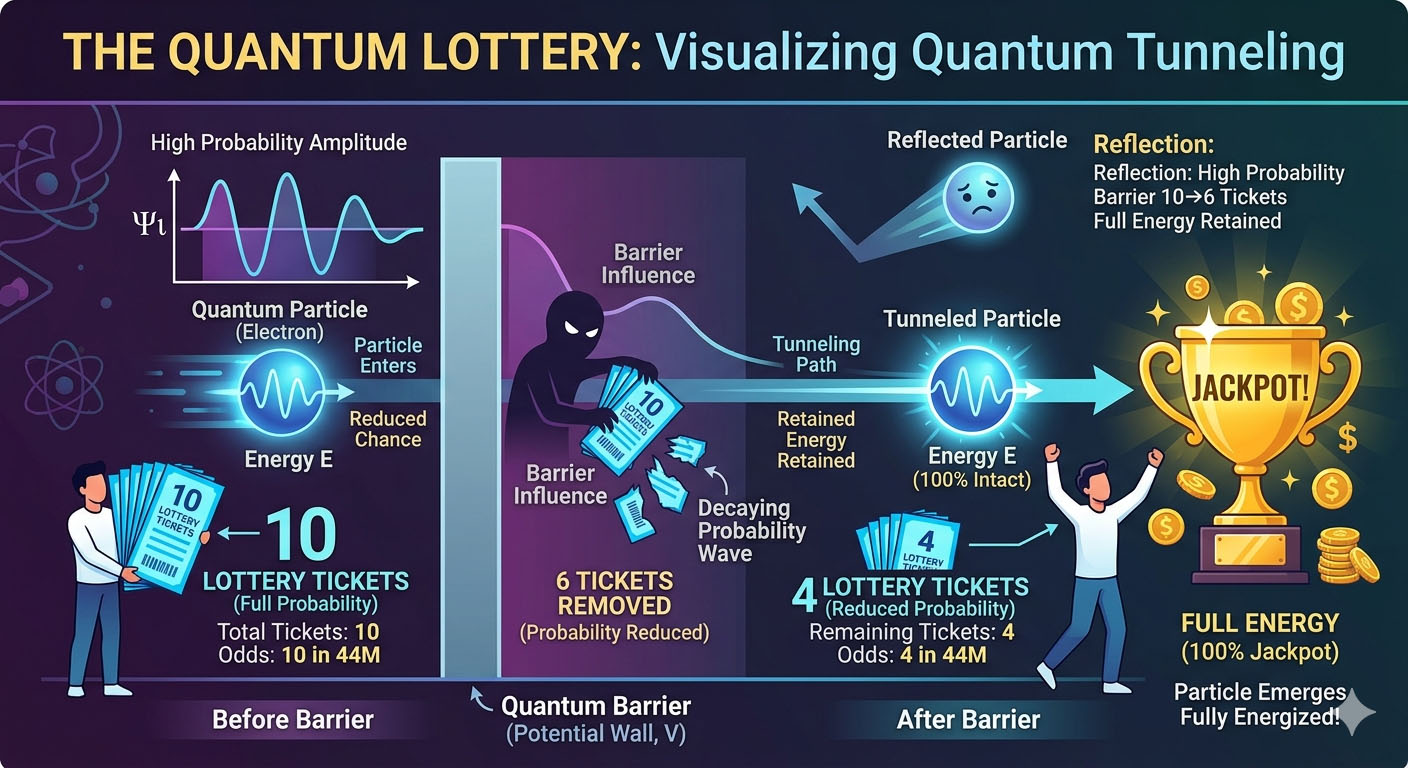 Generated by Gemini: Quantum Tunnelling Lottery Analogy