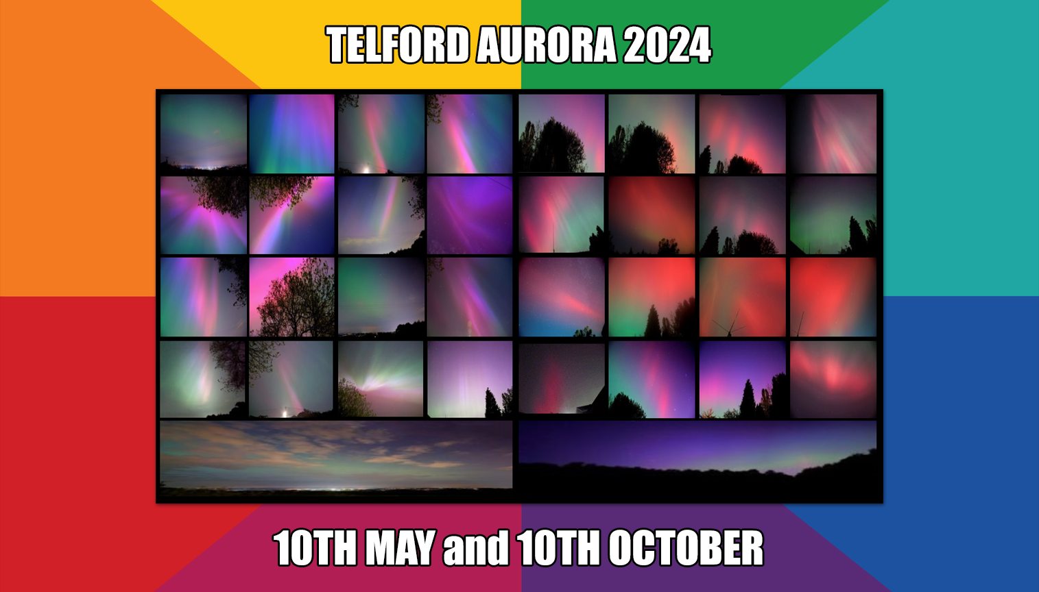 Collage of the aurora borealis as seen from Telford, Shropshire