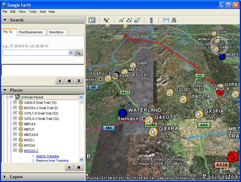 UI-Route and Google Earth screenshot